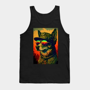 Army Dog with Mirrored Sunglasses Tank Top